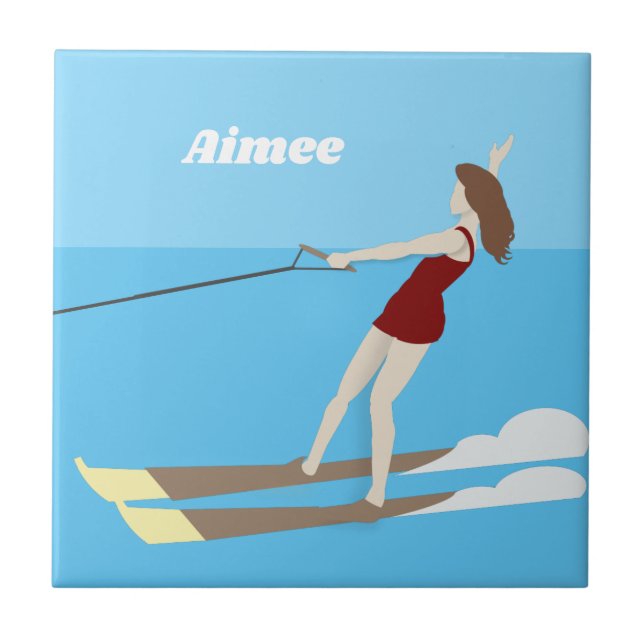 Azulejo Waterski de estilo vintage (Frente)