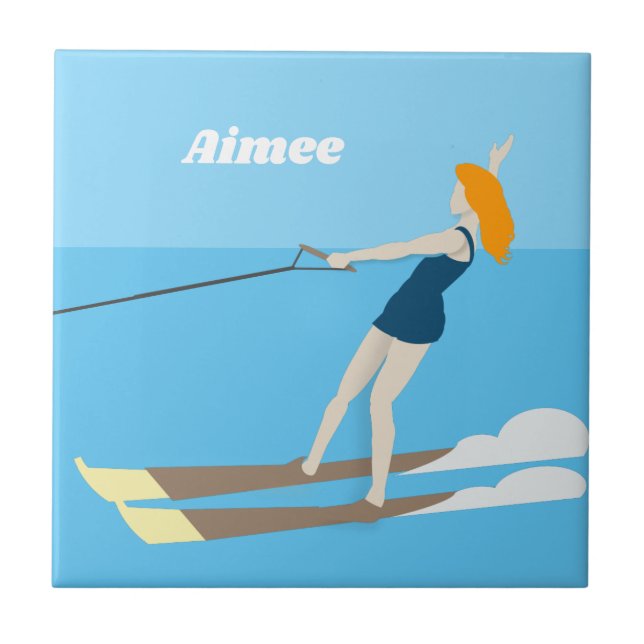 Azulejo Waterski de estilo vintage (Frente)