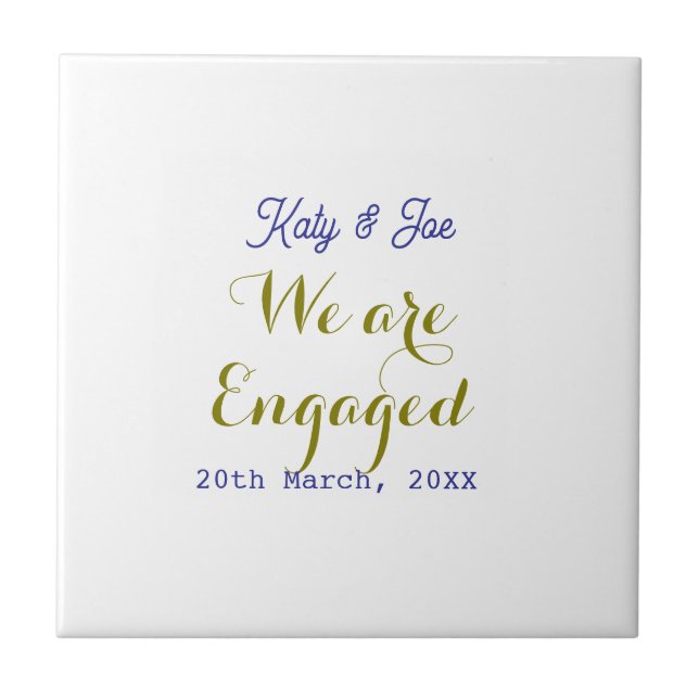 Azulejo We are Engaged purple gold name date elegant simpl (Frente)