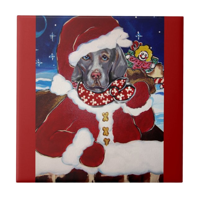 Azulejo Weimaraner Santa (Frente)
