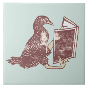 Azulejo Weka Bird leyendo un libro