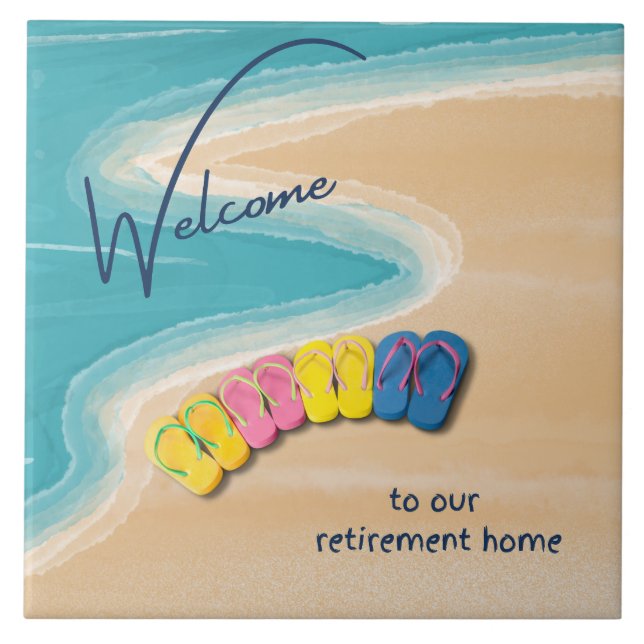 Azulejo Welcome to our Retirement Home Beach Themed (Frente)