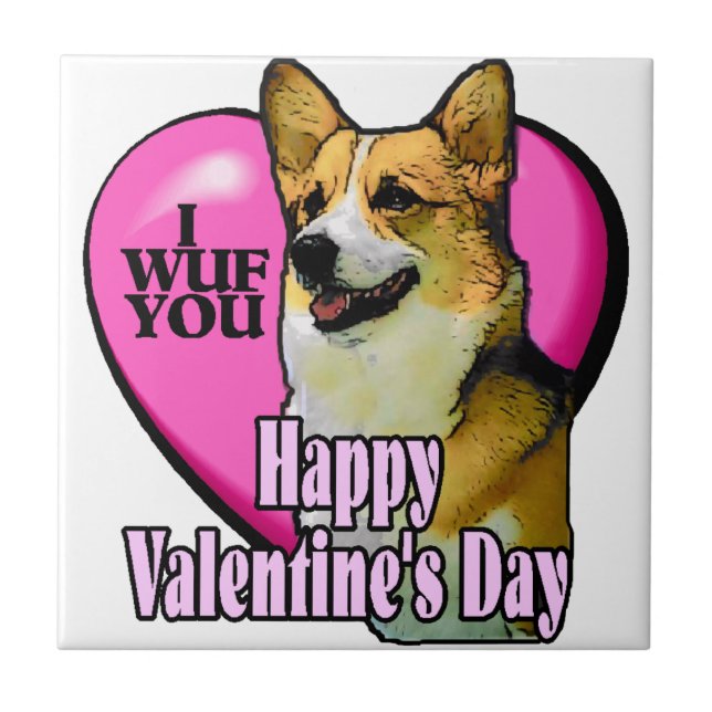 Azulejo Welsh Corgi El día de San Valentín (Frente)