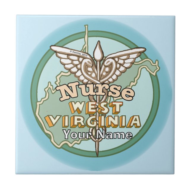 Azulejo West Virginia Nurse Caduceus (Frente)