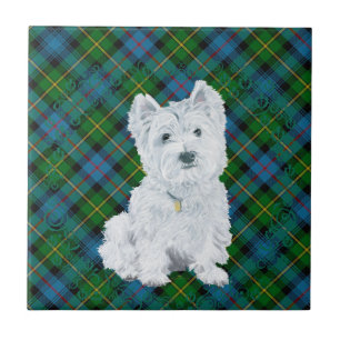 Azulejo Westie sobre Tartán
