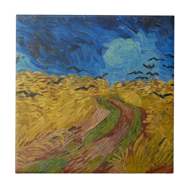 Azulejo Wheatfield con cuervos (Frente)