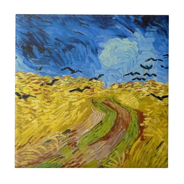 Azulejo Wheatfield with crows - Vincent Van Gogh (1890) (Frente)