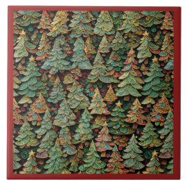 Azulejo Whimsey de los bosques de árboles de Navidad