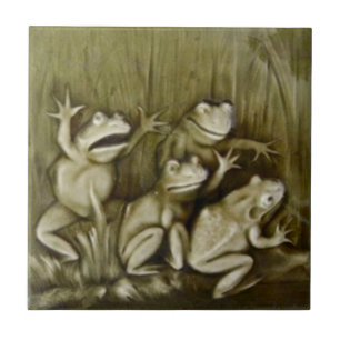 Azulejo Whimsical Circa 1900 Repro Tile con 4 ranas
