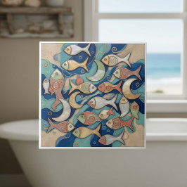 Azulejo Whimsical Color Splash Fish Pattern ID1201