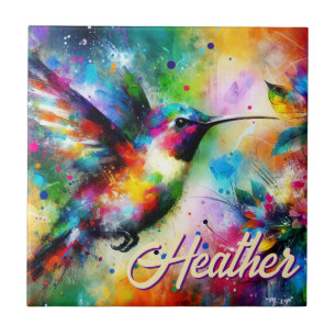Azulejo Whimsical Colorous Hummingbird Bird Personalizado
