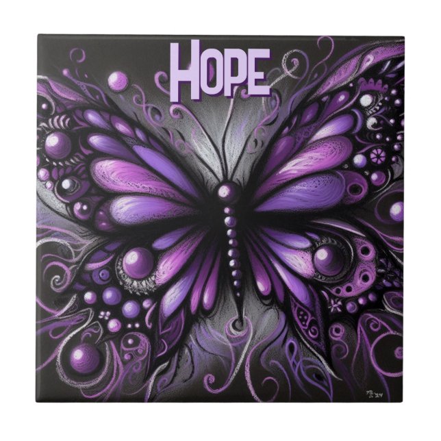Azulejo Whimsical Gothic Butterfly Purple Personalized (Frente)