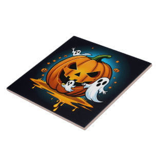 Azulejo Whimsical Halloween fantasea alrededor de una espe