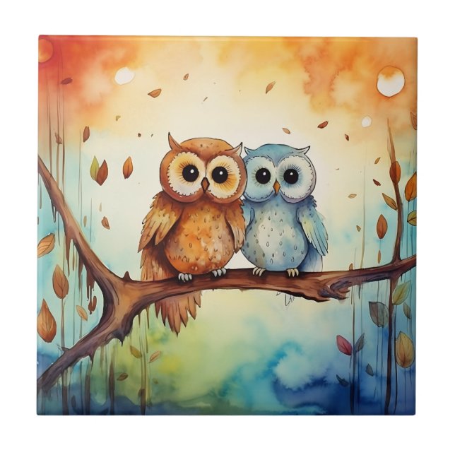 Azulejo Whimsical Owls Tile (Frente)