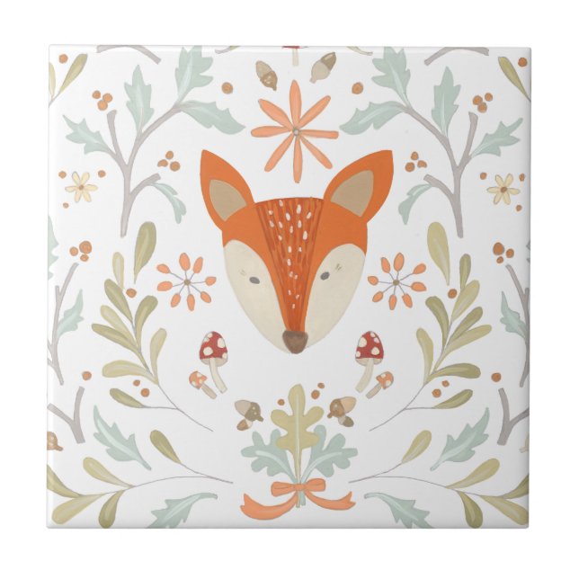 Azulejo Whimsical Woodland Fox (Frente)