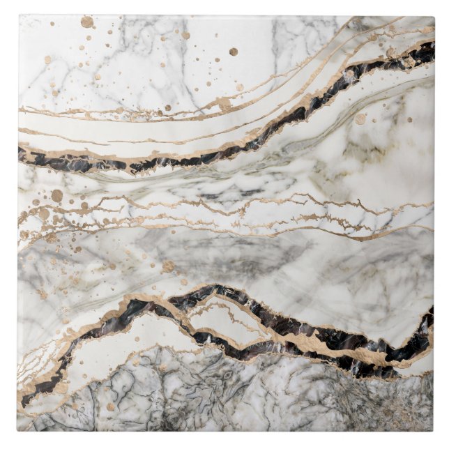 Azulejo White and Black Marble Textures Abstract (Frente)