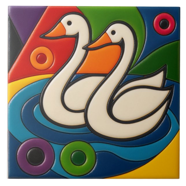 Azulejo White Geese Tile (Frente)