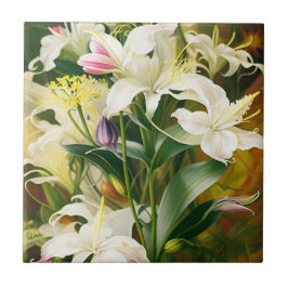 Azulejo White Lilies in Bloom