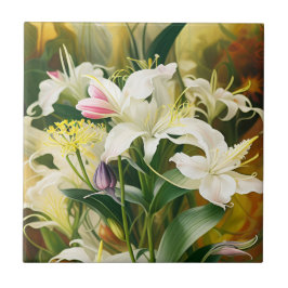 Azulejo White Lilies in Bloom