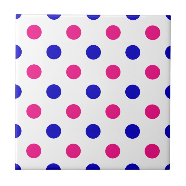 Azulejo White Pink Blue Polka Dot Pattern (Frente)