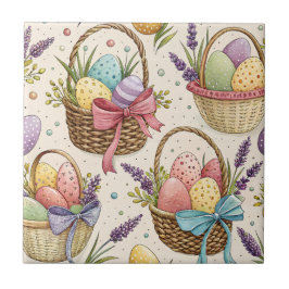 Azulejo Wicker Basket Easter Eggs with Lavender