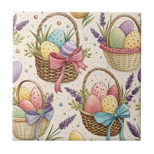 Azulejo Wicker Basket Easter Eggs with Lavender (Frente)