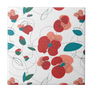 Azulejo Wildflower Wonderland   Patrón de flores estilizad