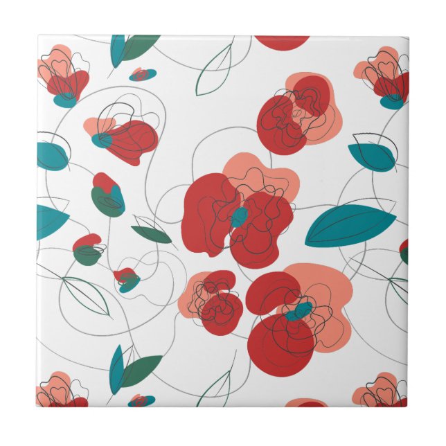 Azulejo Wildflower Wonderland | Patrón de flores estilizad (Frente)