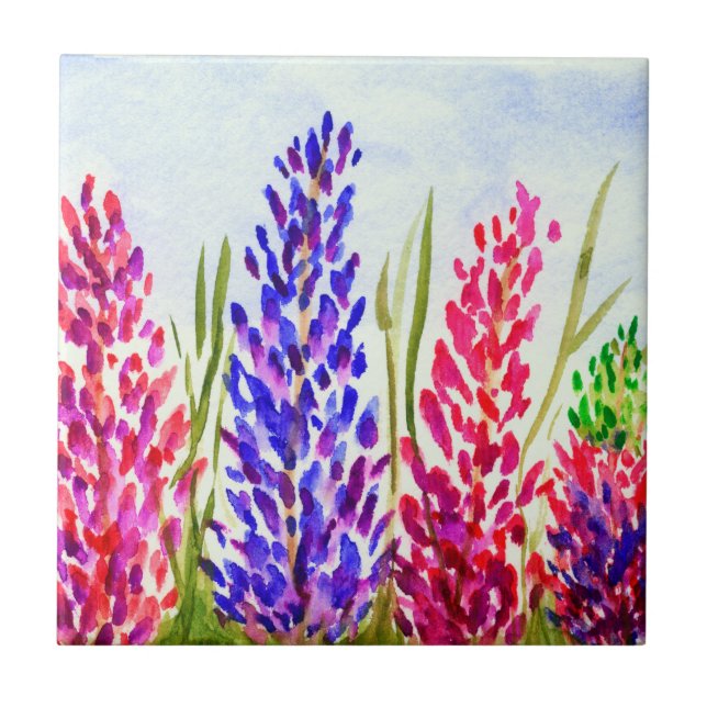 Azulejo Wildflowers florales del Lupine del arte de la (Frente)