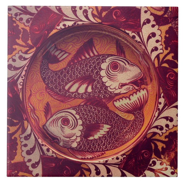 Azulejo William * De Morgan Fish Red (Frente)