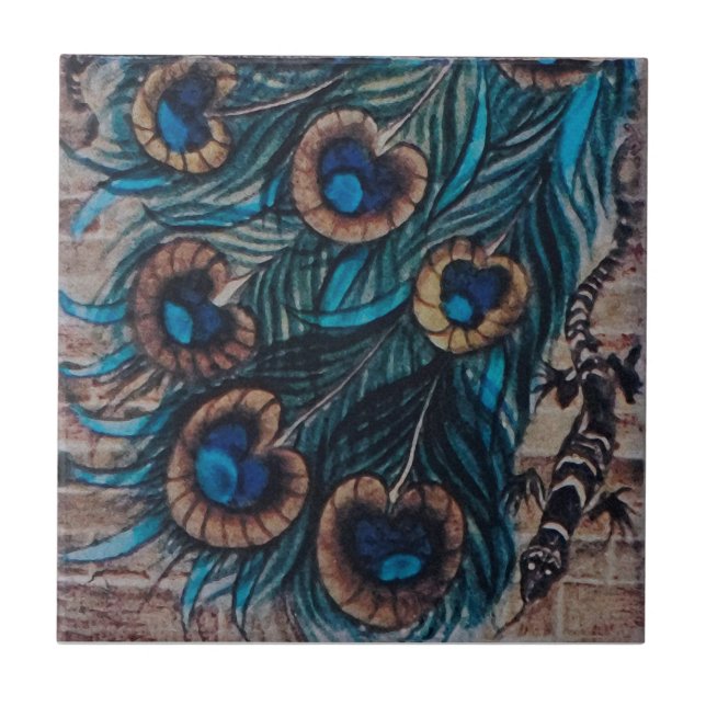 Azulejo William De Morgan - Peacock - Tile 3 de 3 (Frente)