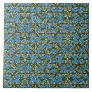 Azulejo William De Morgan Vintage Flores Motifs Blue