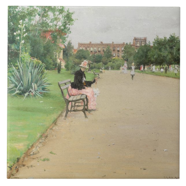 Azulejo William Merritt Chase - Un parque de la ciudad (Frente)