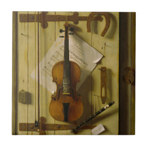 Azulejo William Michael Harnett Vida Muerta Música de Viol