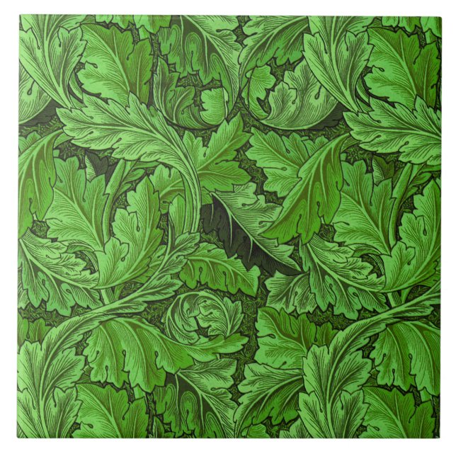 Azulejo William Morris Acanthus habla en verde (Frente)