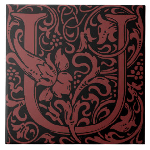 Azulejo William Morris Art Nouveau Letra floral inicial U