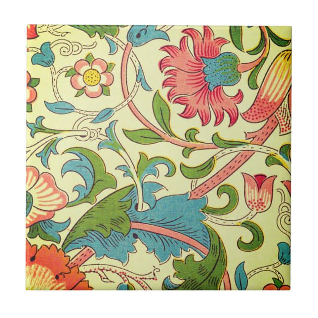 Azulejo William * Morris Art Nouveau Rosa Azul Verde (Frente)
