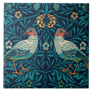 Azulejo William Morris - Aves y patrón floral