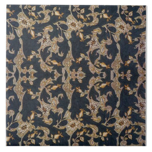 Azulejo William * Morris Black and Gold Pine Cone Design