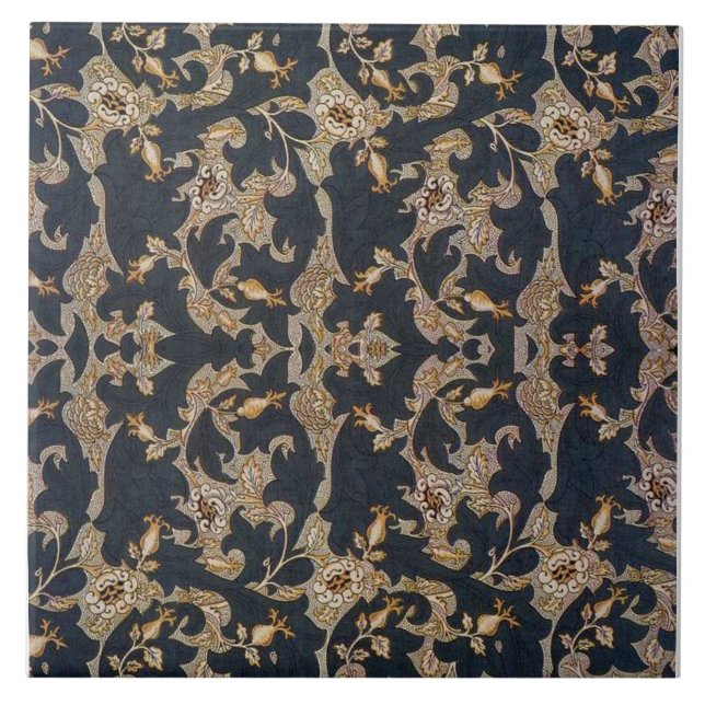 Azulejo William * Morris Black and Gold Pine Cone Design (Frente)