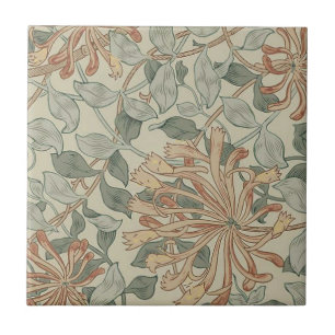 Azulejo William * Morris Botánico Rosa Verde