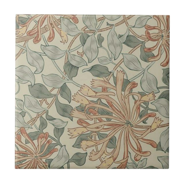 Azulejo William * Morris Botánico Rosa Verde | (Frente)