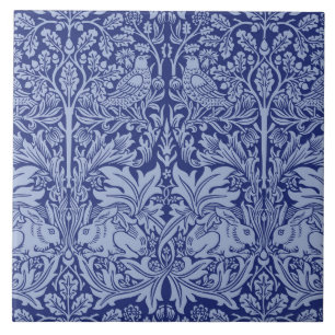 Azulejo William Morris Brother Rabbit azul de dos tonos