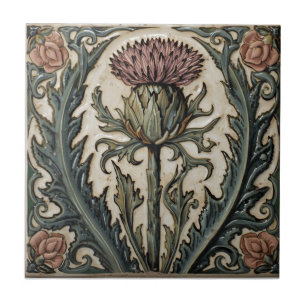Azulejo William Morris cardo escocés floral vintage