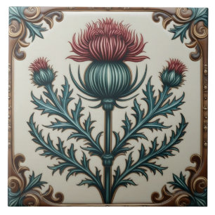 Azulejo William Morris cardo escocés floral vintage 