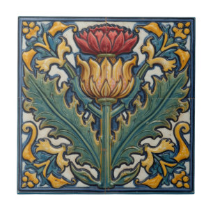 Azulejo William Morris cardo escocés floral vintage 