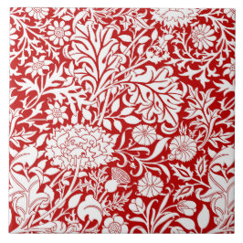 Azulejo William Morris 'Cherwell' en rojo y blanco