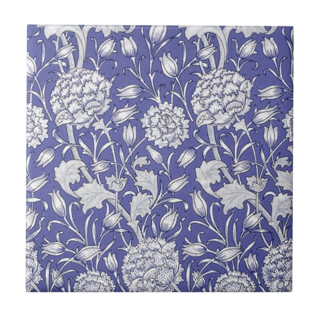 Azulejo William * Morris Chrysanthemum Flor Azul morado (Frente)