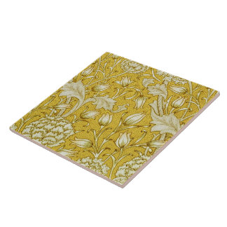 Azulejo William Morris Chrysanthemum Floral Pattern Foliag