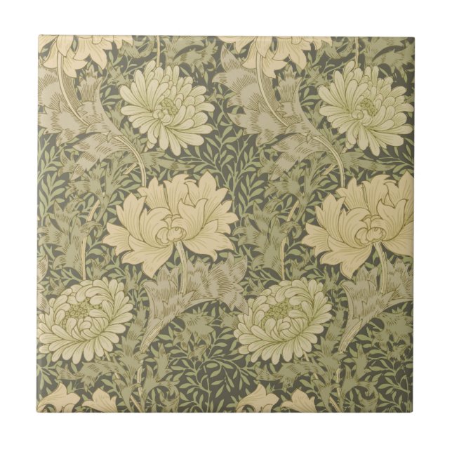 Azulejo William Morris Chrysanthemum Sage Flower (Frente)